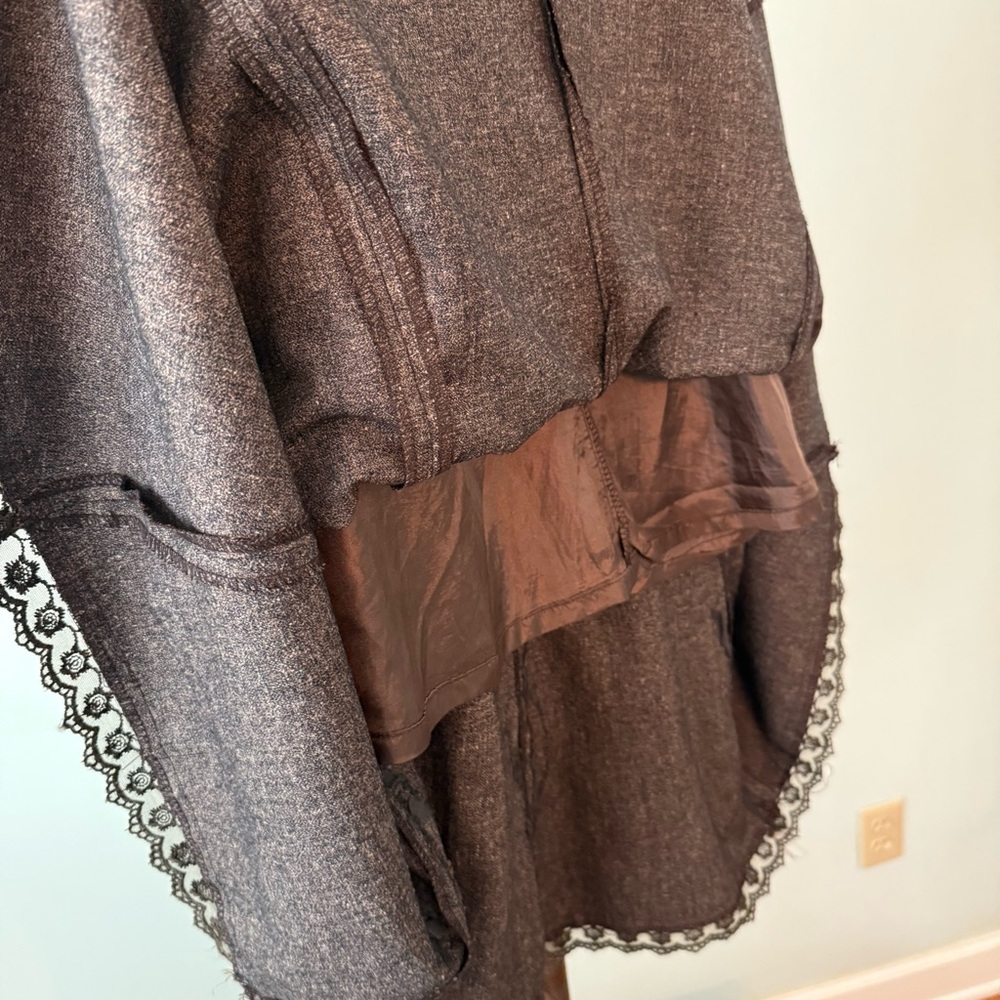 Vintage Forwear New York Elegant Brown Lace Trim Skirt Sz 14 - Picture 8 of 10